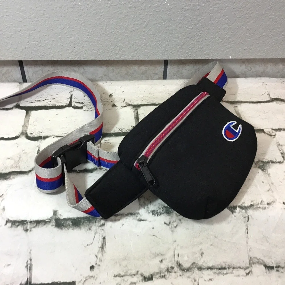 Champion‎ Big C Fanny Pack Neoprene Waist Pack Bum Bag Black Insulated
